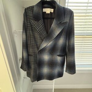 Treasure & Bond Navy Checkered Blazer